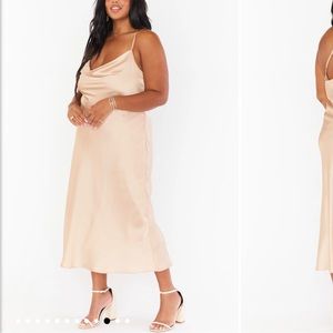 Champagne Satin midi dress